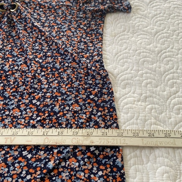 Michael Kors Ditsy Floral Patterned Dress Short Ruffle Sleeve Knee Length Size L - Picture 9 of 10